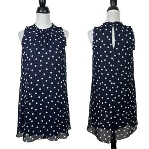 Tommy Hilfiger | Navy White Polka Dot Sleeveless Knee Length A-line Shift Dress